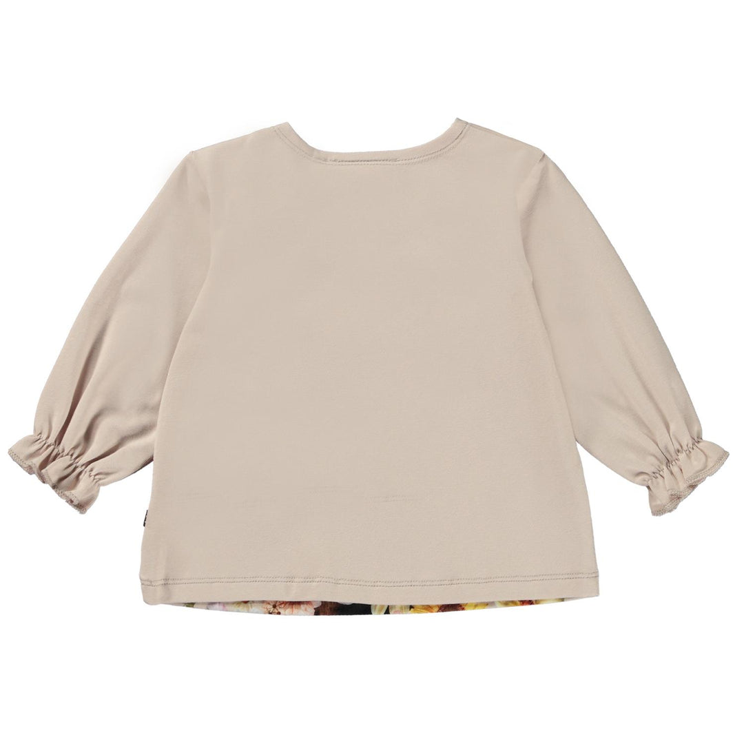 T-shirt marrone chiara neonata con stampa