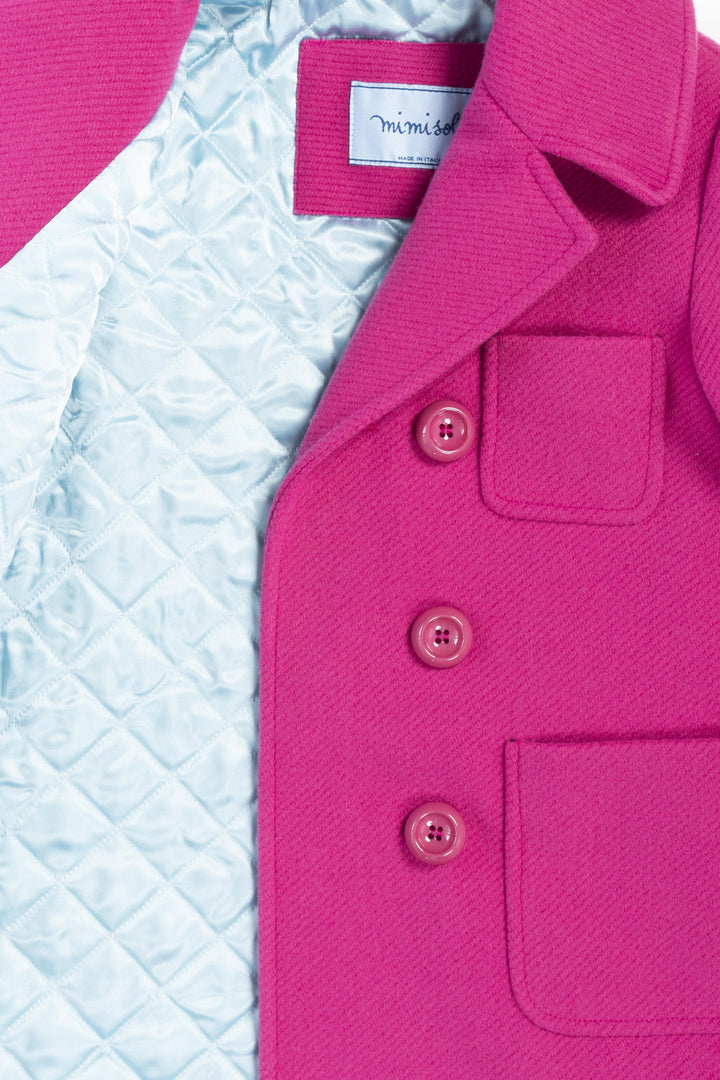 Cappotto fucsia bambina,con quattro tasche ,chiusura frontale con i bottoni