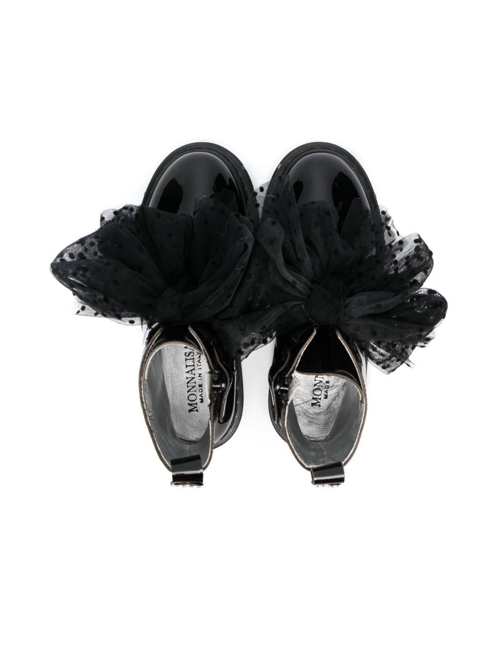 Stivaletti neri bambina con ruches 87B0012702 0050 Monnalisa kids 