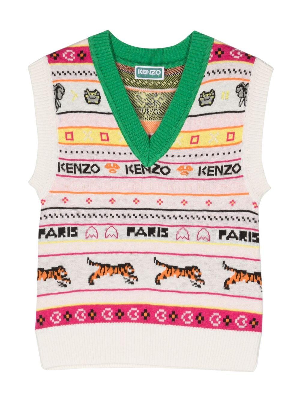 Gilet bianco/multicolor  bambina K15686 121 KENZO KIDS 
