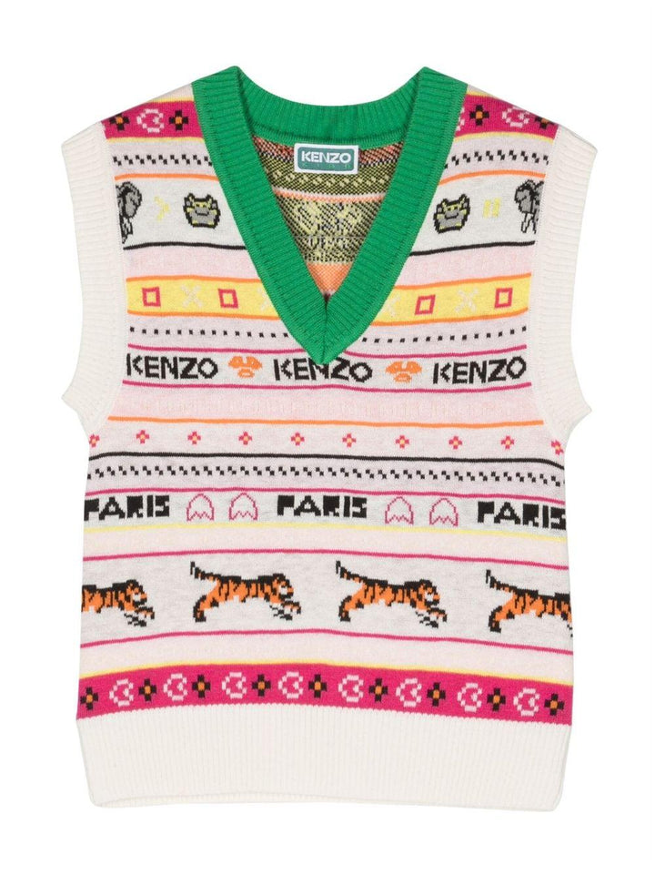 Gilet bianco/multicolor  bambina K15686 121 KENZO KIDS 