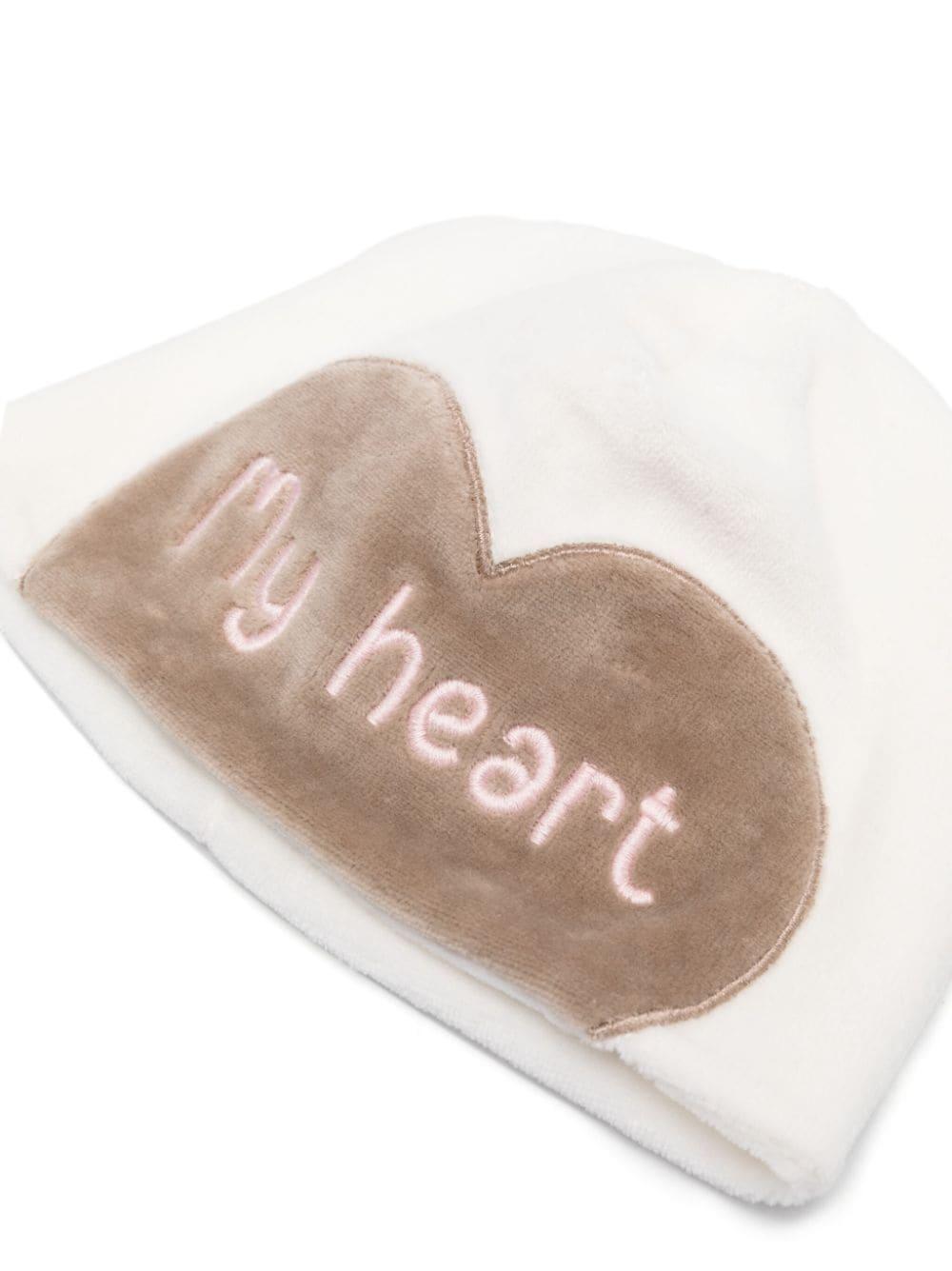 Cuffia bianca opaco neonata con applicazione