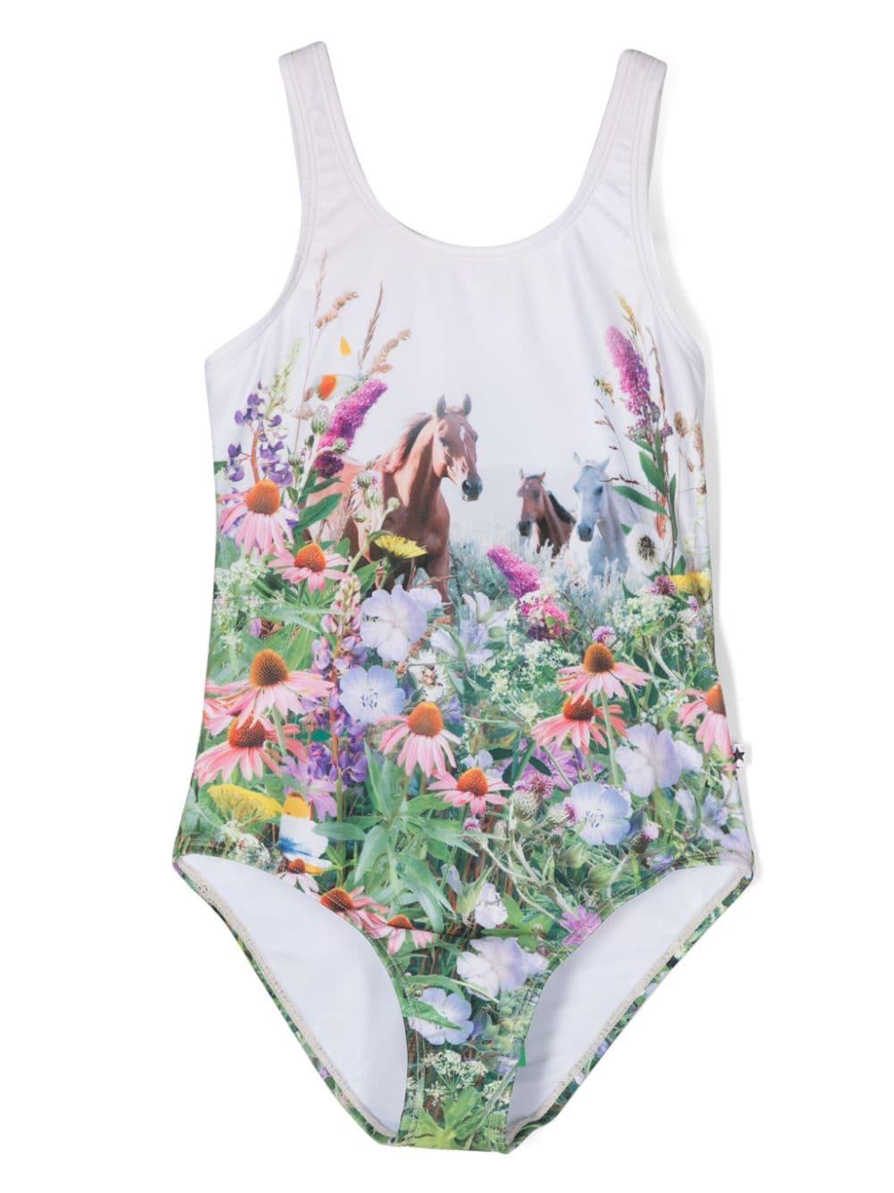 Costume bianco/multicolore bambina