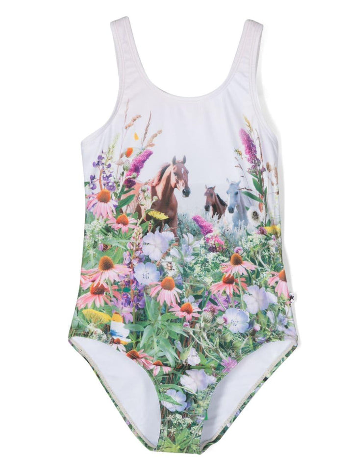 Costume bianco/multicolore bambina