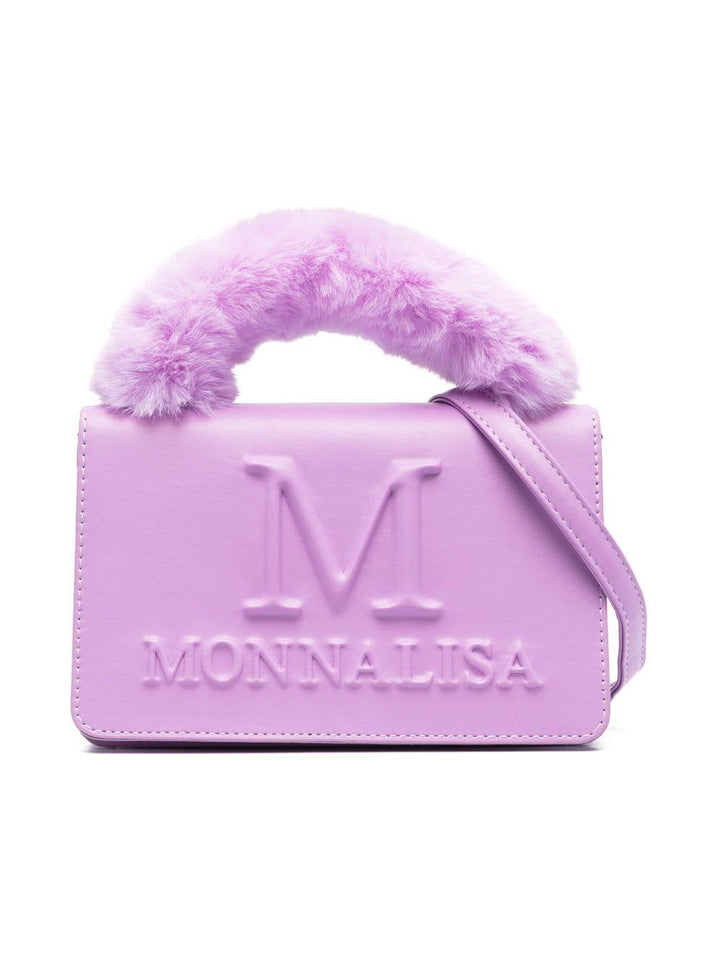 Borsa lilla bambina a spalla con logo goffrato 17B0112755 0065 Monnalisa kids 