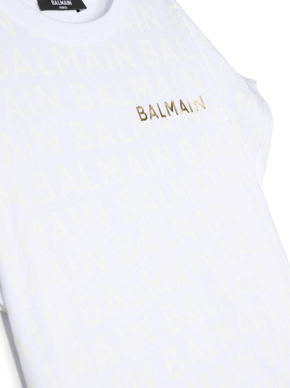 T-shirt bianca bambina con stampa color oro