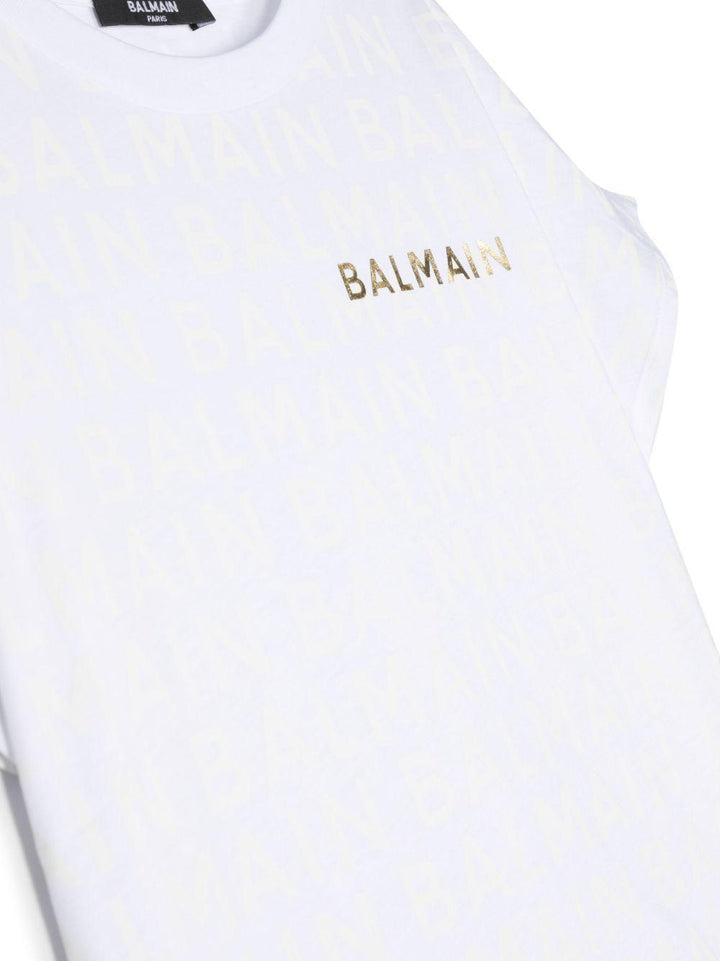T-shirt bianca bambina con stampa color oro
