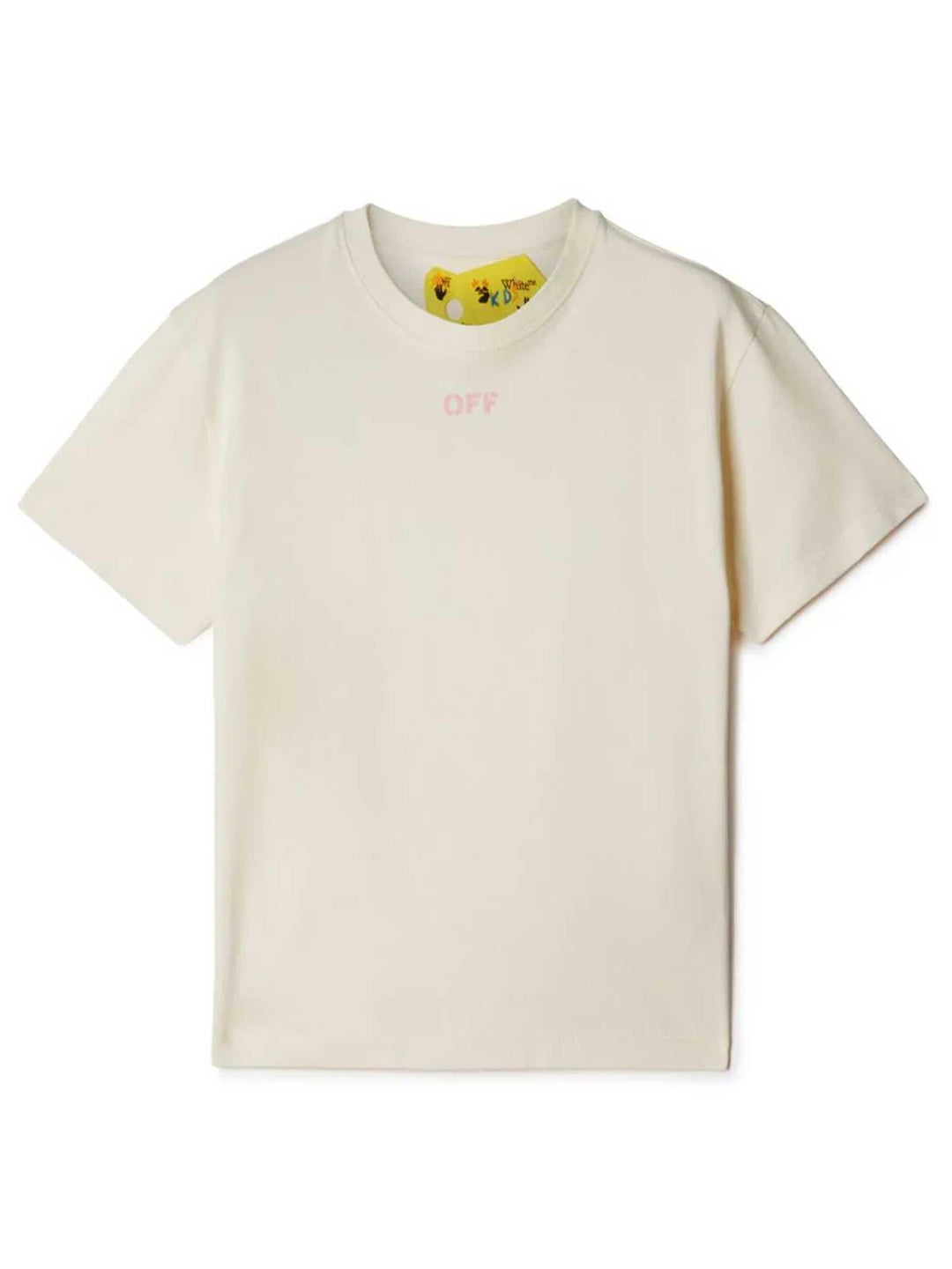 T-shirt bianca bambina con logo rosa stampato OGAA001F23JER002 0330 off-white kids 