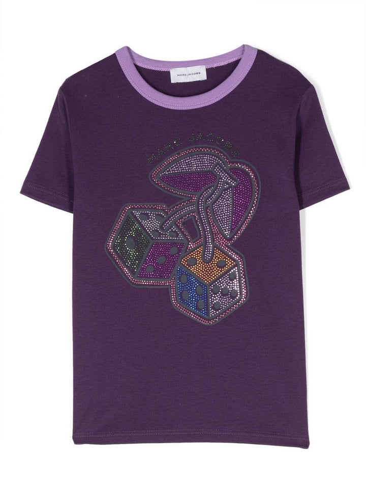T-shirt viola bambina con applicazioni W15669 923 Marc Jacobs Kids 